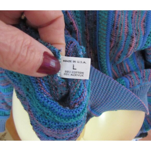 Vintage St. Croix Mens Blue Knit Sweater L Cotton Blend Made In USA - Picture 7 of 7